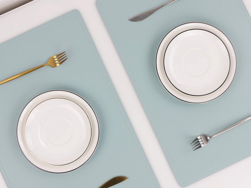 Jovono Faux Leather Placemats, PU Table Mats, Set of 4, Waterproof, Stain Resistant, Heat Resistant, Non-Slip Easy to Clean for Kitchen Dining Table,Conference Table C Teal Blue - Image 3